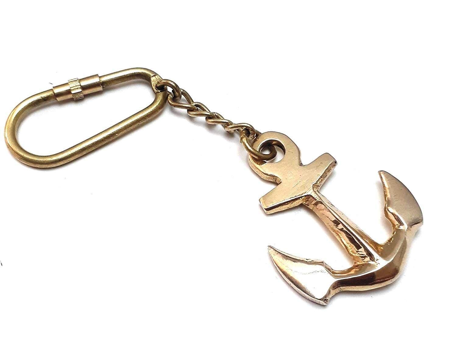 Shoptreed Gold Brass Beautiful Ship Anchor Keychain : Amazon.in